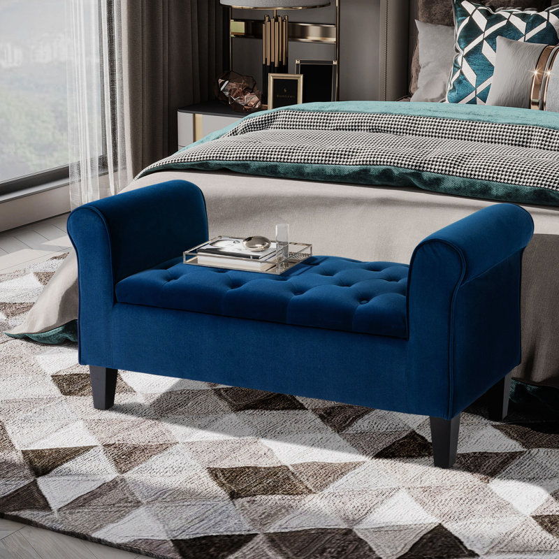 Storage ottoman bench blue hotsell